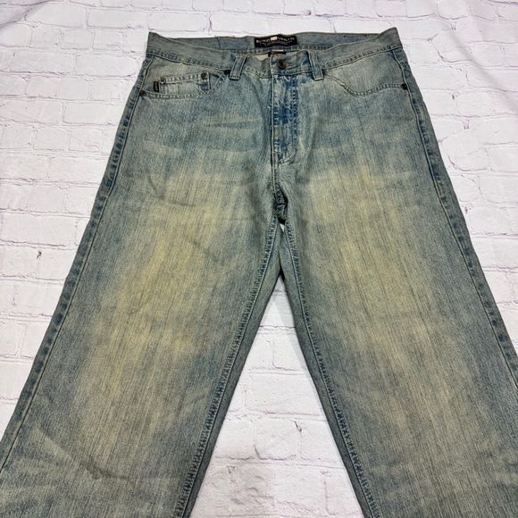 Ecko Unlimited Stylish Baggy Jeans Dirty Wash Denim Argyle Pocket 34 x 32 EuC - Picture 10 of 12